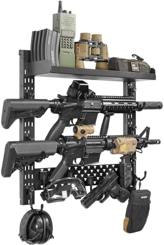 ONETIGRIS Gun Rack Wall Mount,Indoor Gun Rack for Wall with Shelf...