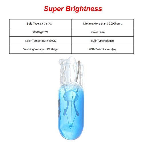 Cciyu 20 Pack Blue T5 17 86 206 Halogen Light Bulb Instrument Cluster Gauge Dash Lamp 12V #TOP3
