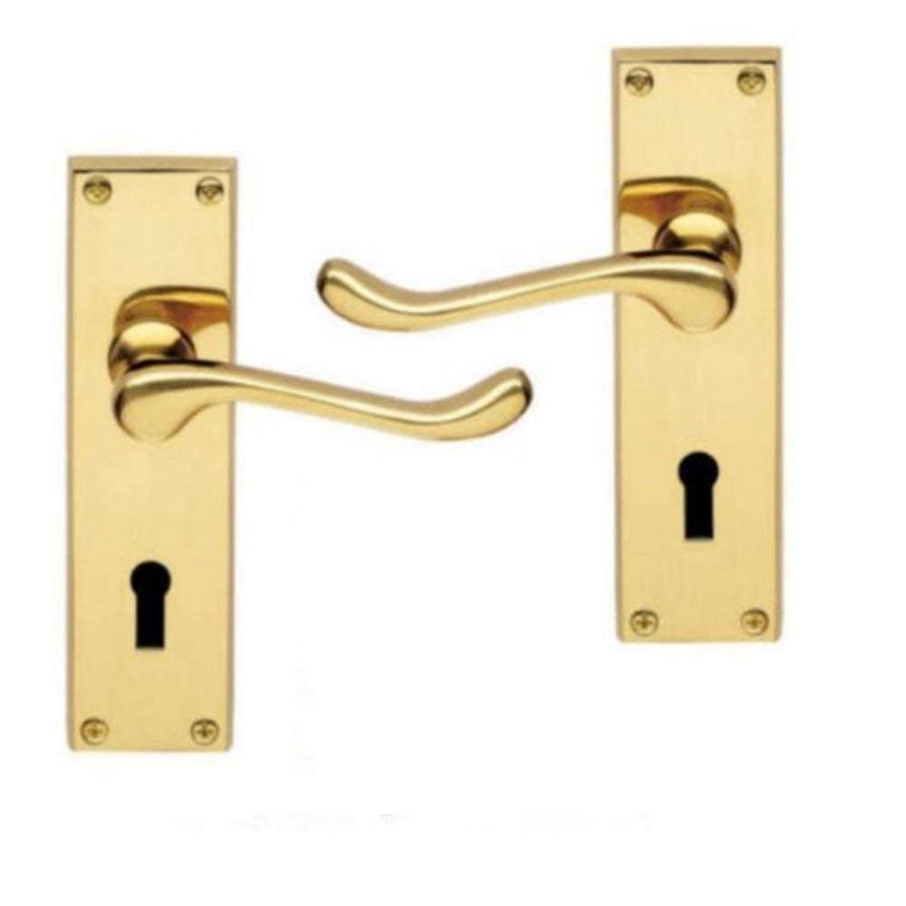Golden Grace Victorian Scroll Polished Brass Lever Lock Internal Door Handles from B&Q