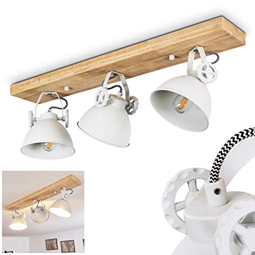 Deckenleuchte Svanfolk, Deckenlampe aus Metall/Holz in Weiß/Natur,...