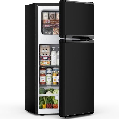 Image of Feelfunn 2.5 Cu.Ft Mini Fridge with Freezer, 2 Door Dorm Fridge, Black