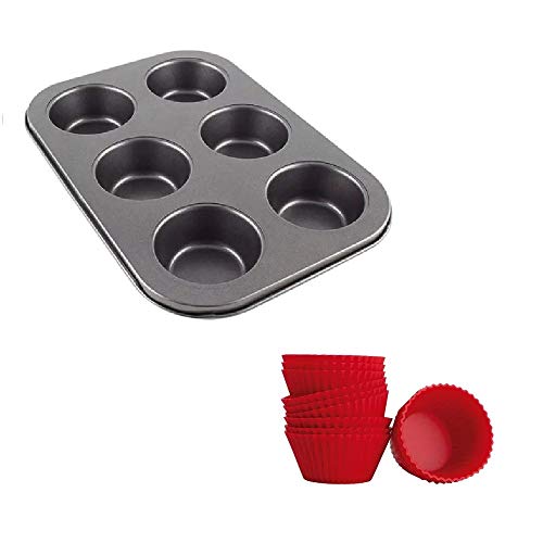 Forma para Cupcake c/Forminhas de Silicone c/ 6 Cavidades