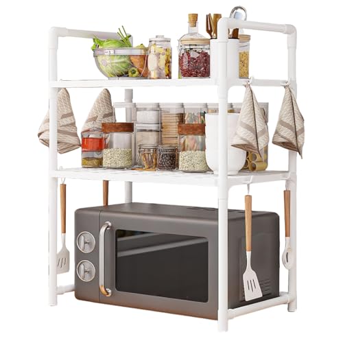 zjhukfmc Organizador de encimera, soporte para microondas con ganchos, soporte para microondas con...