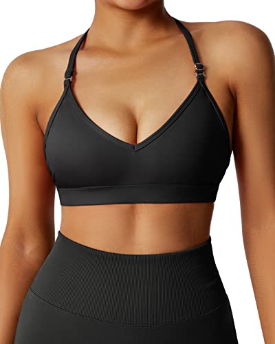 Omkagi Adjustable Sports Bras For Women Push Up Spaghetti Strap Workout Tank Tops(S,245-Black) #TOP3