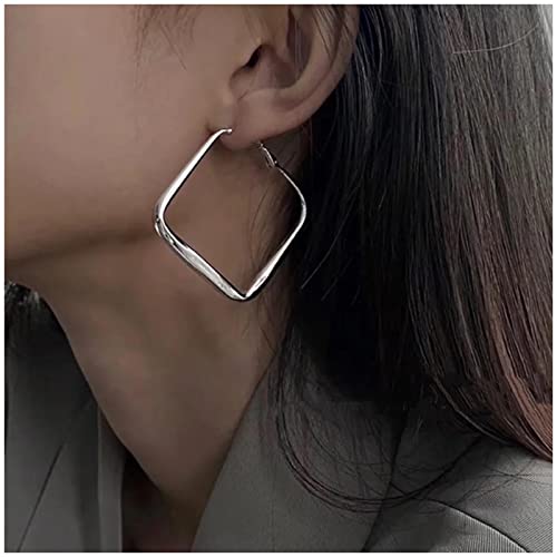 Cimenexe Pendientes Cuadrados Grandes Bohemios Geométricos De Aro Huecos De Plata - Joyería Personalizada