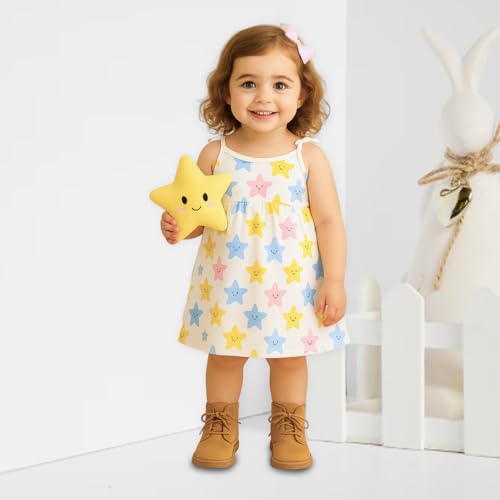 Image of Kidbea Organic Cotton Baby Girl Dresses | Muslin Frock for Girls | Soft Breathable Cute Printed Summer Wear Clothes with Tie-Up Shoulders