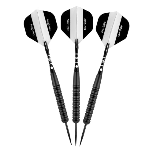Elkadart unisex adult Elkadart One Fifty Steel Tip Darts with Storage Travel Case 20 Grams, Black, 20g US