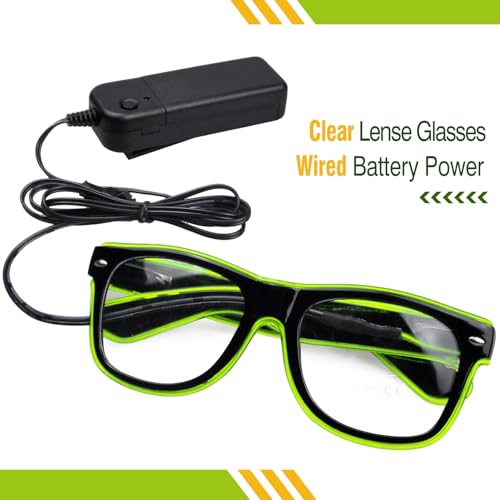 Aquat Light up EL Wire Neon Rave Glasses Glow LED Sunglasses Costumes For Party, EDM, Halloween, Wired with Battery Power2