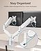 MOUNTUP Dual Monitor Stand for Desk, Pneumatic Monitor Arms for 2 Monitors Max 32 Inches, Height Adjustable Double Monitor Mount, VESA Mounts with C-Clamp & Grommet Base, Holds 4.4-17.6lbs, White