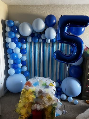 Image of Number Balloons Blue 5 Balloon 40 inch for 5th Birthday Party Decoration | Saturated Color, Large 40 in, With Inflation Straw & Hanging Hole, Great for Men's Party, Back-To-School Season, Pool Party