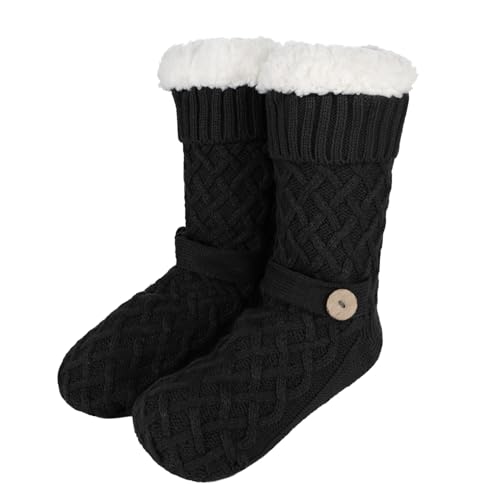 haozaikeji Women Fleece Floor Socks Girl Knit Slipper Socks Vintage Warm Home Crew Sock Thick Non-Slip Boot Xmas Indoor Sock