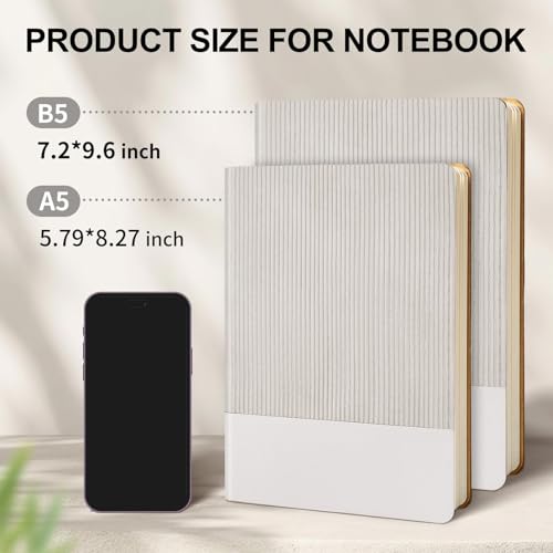 Image of Lined Journal Notebook for Work College Ruled Note Book 5.79 inchx8.27 inch A5 PU Leather Daily Journaling 216 Pages for Women Men Writing Home School Supplies Business (Grey)