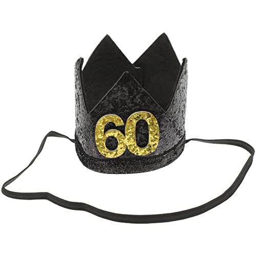 Amosfun 60th Birthday Crown Hats Glitter Birthday Party Headband Happy Birthday Party Hats Birthday Party Decoration Photo Props for Kids And Adults