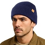 TOP-EX 100% Merino Wool Beanie Warm Winter Hat for Men & Women – Extra Large Knit Cap for Big Heads Hiking Ski Outdoor Cold Navy XL/XXL