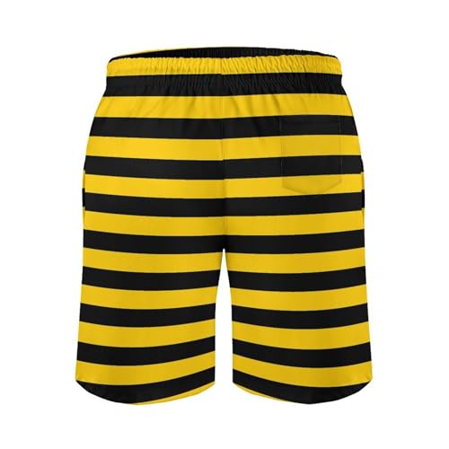 Bee Yellow Black Stripes Men's Swim Trunks Quick Dry Bathing Suit Swimming Shorts Beach Swimwear3