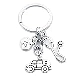 Llavero con colgante de hospital, estetoscopio, caja médica, llavero de ambulancia, joyería para trabajadores médicos, regalo de graduado, #1, L, Moderno, médico, simple