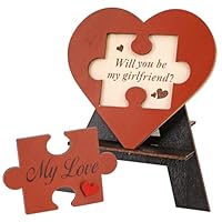 HOWAF Will You Be My Girlfriend Puzzle Herz Holz, Romantische Puzzle Valentinstag geschenk für Sie Freundin Geschenk Freundin Heiratsantrag Deko Valentinstag Deko Hochzeit Geburtstag Valentines Day