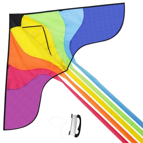 Delta Kite for Kids & Adults, Rainbow Splicing Kites,Easy to Fly ...