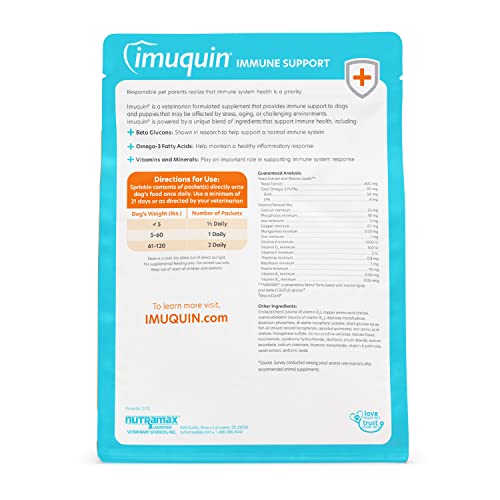 Nutramax Imuquin Immune Health Supplement Powder For Dogs, With Beta Glucans, Marine Lipids, Vitamins And Minerals, 30 Packets #TOP1