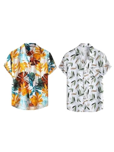 Image of Leriya Fashion Men's Casual Rayon Relaxed Fit Shirt Button Down Summer Shirts for Men | Stylish Printed | Short Sleeve | Trendy (Available in Plus Size)