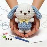 BUNUKY Crochet Kit for Beginners Adults - Complete DIY Amigurumi Puppy Dog Starter Set with Video Tutorial | Easy Learn to Crochet Kit with All Supplies | Craft Gift for Women Teens Girls