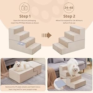 4-Step-Dog-Stairs-18-H-Dog-Stairs-for-High-Beds-Non-slip-Bottom-Pet-Stairs-for-Small-Dogs-and-Cats-Indoor-Pet-Steps-Dog-Ramp-for-Bed-Beige - Cucciolini Doodles   4-Step-Dog-Stairs-18-H-Dog-Stairs-for-High-Beds-Non-slip-Bottom-Pet-Stairs-for-Small-Dogs-and-Cats-Indoor-Pet-Steps-Dog-Ramp-for-Bed-Beige