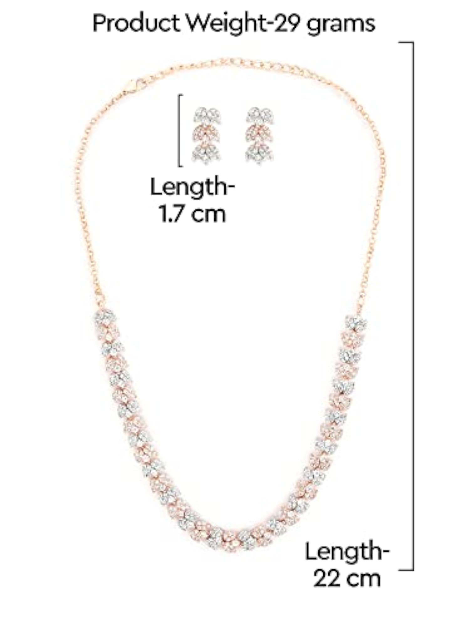 Two Tone CZ Bling Necklace & Earring Set-ZPFK15226