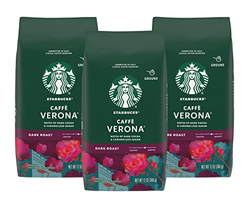 Image of Starbucks Caffe Verona Coffee, Dark, Ground, 12-Ounce Bags (Pack of 3)