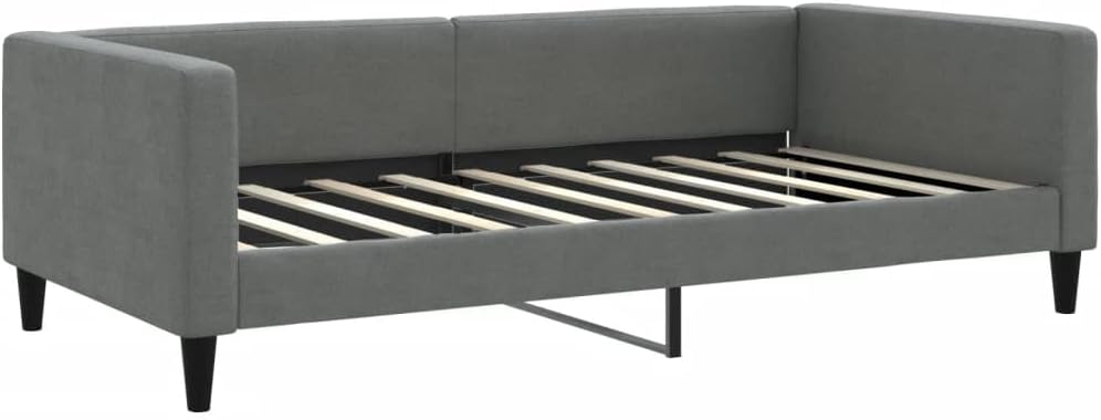 Modern Twin Day Bed with Dark Grey Fabric Sofa and Bed Convertible Design for Living Room Bedroom Durable Metal Wood Frame Easy Clean Polyester