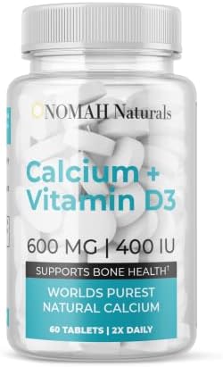 NOMAH Naturals Calcium Supplement - 600 mg Organic Plant Calcium with Vitamin D3, Gluten Free, Non-GMO, Bone Support - 60 Count (30 Day Supply)