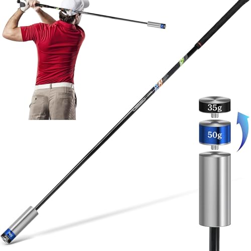 SWINGTEK Golf Swing Trainer Aid for Indoor Practice Speed Training, Warm up Stick Improved Rhythm, Grip, Flexibility, Balance, Tempo and Strength with 2 Adjustable Weights, Great Golf Gift