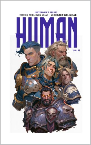 Artbook – Fantasy Human Male Head Sheet – Character References Vol.01: 250+ Heroic Male Portraits with Diverse Faces, Hairstyles, Expressions, and Fantasy Archetypes