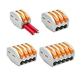 Voltage : 415 V ZHGUIMING Compact quick plug-in terminal for cable connectors, 30/50/100 piece orange home wiring module paralleling device(KV222-212,50PCS)