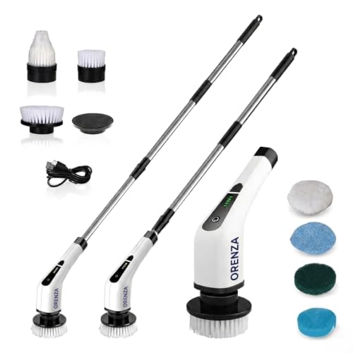 Image of Royal Electric Ultra Flexi Spin Scrubber, Cleaning Brush Scrubber for Home, 400RPM /Min, 8 Replaceable Brush Heads, 90 Min Work Time, 3 Adjustable Size, 2 Adjustable Speeds, for Bathroom, Floor