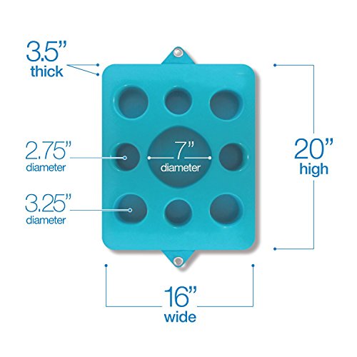 VOS Family Size Floating Refreshments Holding Tray for Snacks and Drinks | Ultra Buoyant Water Floats for Pools Sandbars Parties, 9-Holes, Seafoam Blue - Thumbnail 5