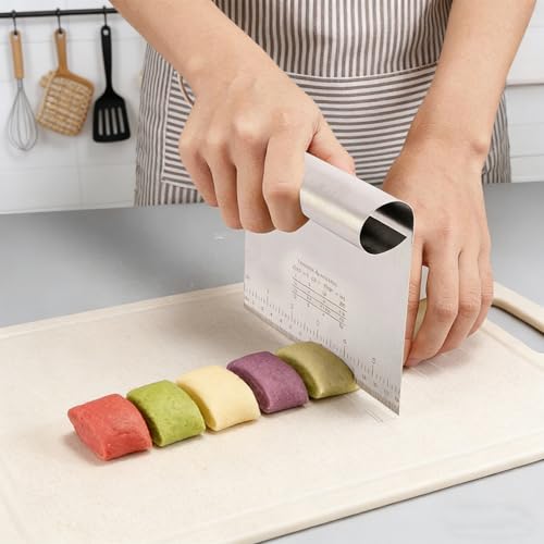 Teigschaber Edelstahl 3 Stück 15/20/25cm Teigschneider mit Messskala Antihaft Spülmaschinenfest Backutensilien für Kuchen Torte Pizza Plätzchen