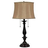 allen + roth 28H Bronze Oil-Rubbed Table Lamp with Silken Toast Shade T-3589