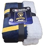 NORTHWEST MLB Oversized Extra Large and Thick Silk Touch Plush Sherpa Heritage Throw Blanket, 60' x 70' (Milwaukee Brewers)