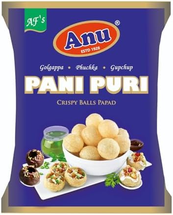 Anu Pani Puri Papad - 900g | Golappa | Phuckha | Gupchup | Ready to Fry or Microwave | Instant Panipuri Pellets | Golgappe Packet Readymade
