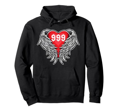 Angel Number 999 With Heart And Wings Of Angel Pullover Hoodie