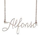Alfonso Name Necklace Name Plate Necklace Name Tag Necklace in Rose Gold