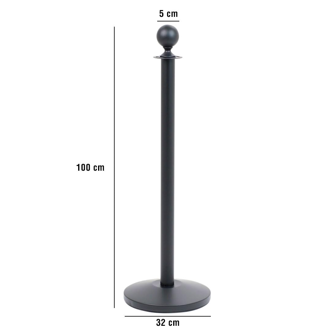 Danieli - Colonnina Segnapercorso per Cordoni Intrecciati 2 Metri. Base Conica con Anello Antiruggine in ABS Nero. Ideale come Paletti di Delimitazione in Hotel, Musei, Teatri. (Nero Opaco)