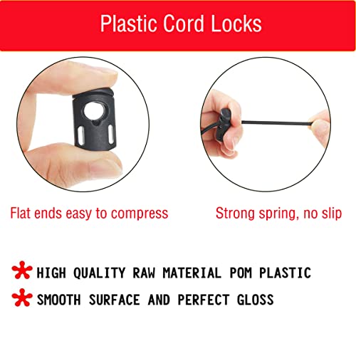TSKDKIT Plastic Cord Locks and Black Elastic Cord, 10m Bungee Cord with 30 pcs Drawstring Locks - Image 2