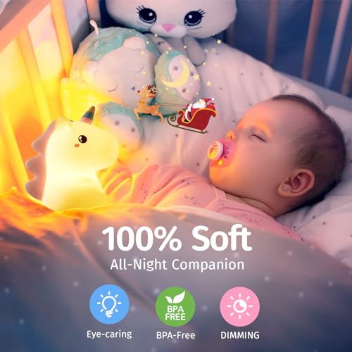 One Fire HU-XI-201 Unicorn Night Light For Kids,16 Colors Kids Night Light, Silicone Baby Night Light, Dimmable Toddler Night Light, Rechargeable Night Light For Kids, Protable Nightlight For Kids Room Cute Girls Gifts thumb #2