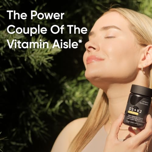 Sports Research Vegan Vitamin D3 + K2 Supplement with Organic Coconut Oil - 5000iu Vitamin D with 100mcg Mk7 Vitamin K - Supports Calcium for Stronger Bones & Immune Health - 30 Softgels for Adults - Image 7