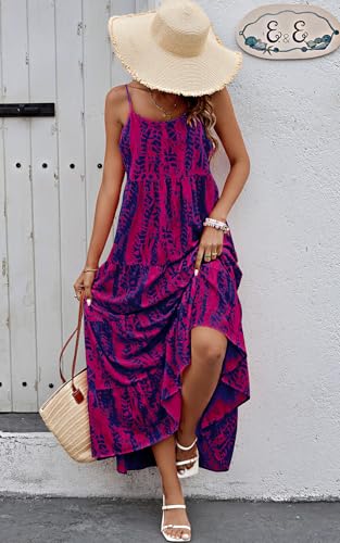 Image of PRETTYGARDEN Women Summer Dresses 2026 Spaghetti Strap Scoop Neck Floral Maxi Dress Flowy Boho Long Sundress with Pockets