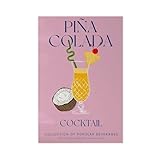 BKNSLJH Lienzo decorativo con diseño de piña Colada para cóctel, 20 x 30 cm