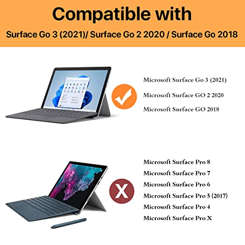 Moko Case Fit Microsoft Surface Go 3 (2021)/ Surface Go 2 2020 / Surface Go 2018, All-In-One Protective Cover Case With Pen Holder Hand Strap, Compatible With Type Cover Keyboard - Black #TOP1