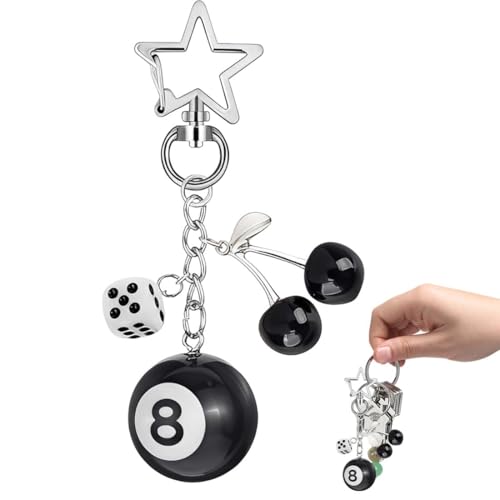 Llavero de Billar, Llavero de Billar Personalizado con Dije de Cereza, Llavero para Mujer, Para el Día de la Madre, Cumpleaños, San Valentín, Aniversario (A)