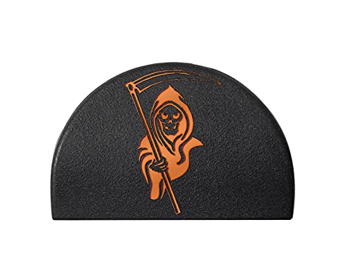 Jentra JP-1 Grip Slug Plug for Glock 17 19 20 21 22 23 24 31 32 34 35 37 38 GEN 1-3 Custom Engraved - Grim Reaper 4 - Orange Paint Fill